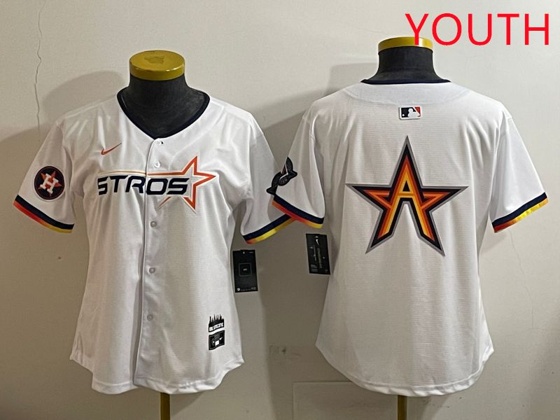 Youth Houston Astros Blank White three generations Joint Name Nike 2025 MLB Jersey style 8->youth mlb jersey->Youth Jersey
